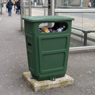 Fire Retardant GRC Closed-Top Litter Bin – 84 Litre