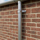 Aluminium Downpipe Length Eared Socket 63mm Dia x 3m — RAL 9006 (in use)