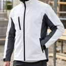 Lightweight Softshell Work Jacket with Fleece Collar - White/Dark Grey (view 2)
