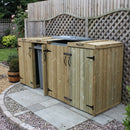 Quad chest timber wheelie bin store for four bins