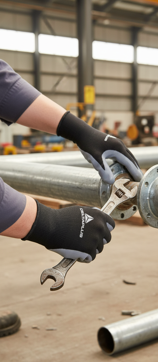 Rosy Brown Premium Nitrile Palm Coated Knitwrist Safety Gloves - 12 Pairs