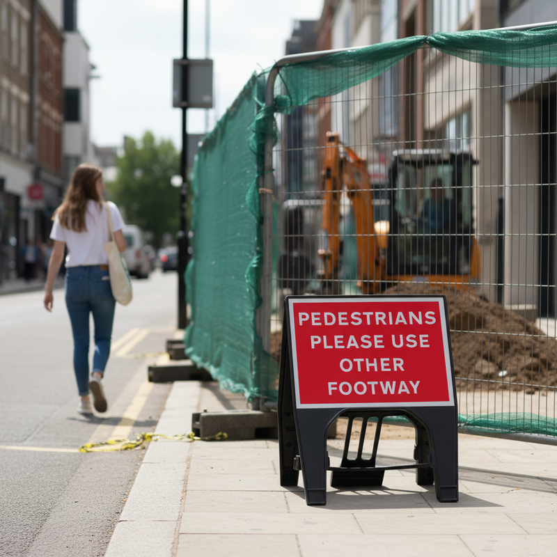 Gray Premium Pedestrians Please Use Other Footway Sign 600 x 450mm