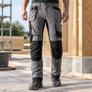 Flexible Work Trousers with Tool Pockets - Grey/Black