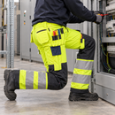 Stretch Hi-Vis Class 2 Work Trousers Holster Pockets Yellow/Navy