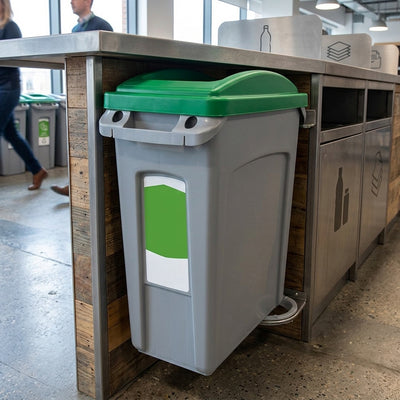 60 Litre Slim Mixed Recycling Bin with Handles and Secure Lid