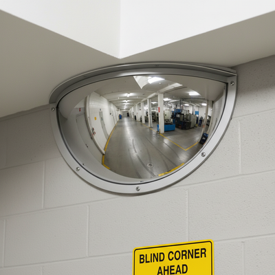 Premium Anti-Vandal Stainless Steel Mirror with Security Frame - 180°