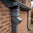 Traditional Aluminium Downpipe Bends 72x72mm – 92.5° & 112.5° — RAL 7037 / 112.5 Degrees (in use)