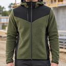Autumn Green/Black Hooded Fleece Jacket with Reinforced Panels