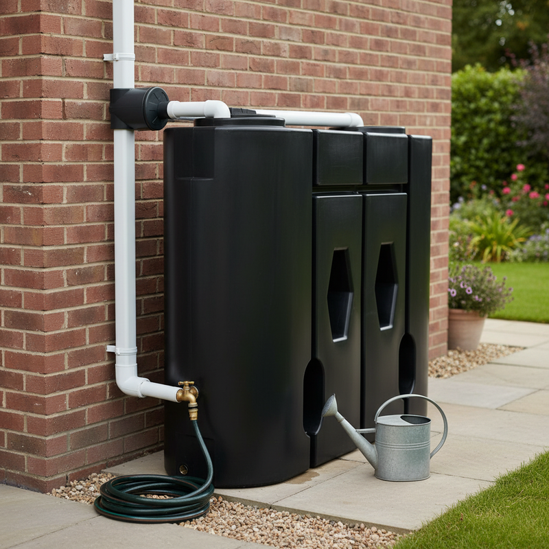 Dark Slate Gray Premium Slimline Tall 1900 Litre Baffled Water Butt - Heavy Duty