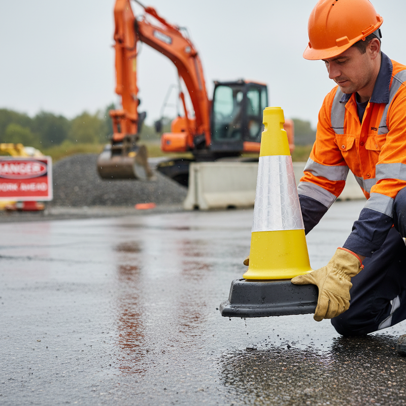 Gray Premium 500mm 2-Piece Traffic Cone with High Durability and Flexibility