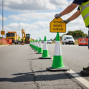 Gray Premium 1 Metre 2-Piece Traffic Cone for Safety and Visibility