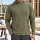 Lightweight Bamboo Charcoal Hoodie with Raglan Sleeves - Khaki Green
