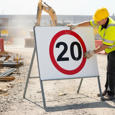 20mph Heavy Duty Metal Sign Face - 750mm for Road Safety