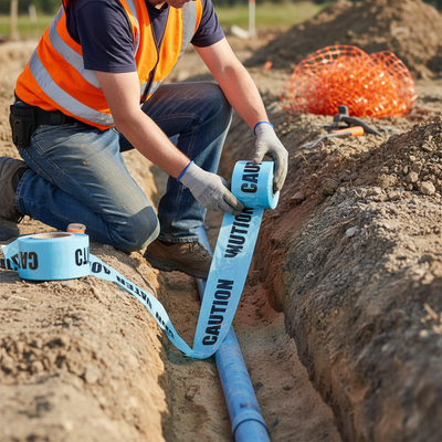 High-Performance Underground Warning Tape for Water Pipes - 150mm x 365m