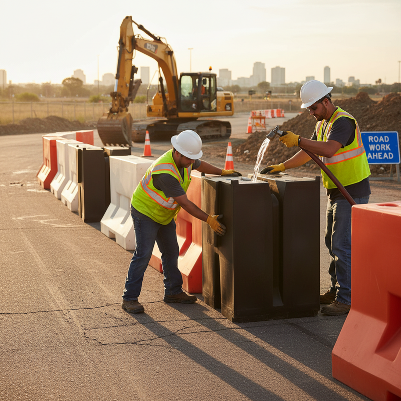Rosy Brown Heavy Duty Water-Filled Rota Block for Temporary Fencing Stability