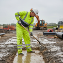 Gray Premium Hi-Vis PU Overtrousers with Breathable Fabric and Reflective Tape