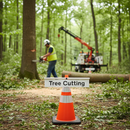 Olive Drab Tree Cutting Supplementary Plate - High-Performance Road Sign
