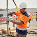 Light Gray Premium Hi-Vis Two-Tone Polo Shirt - Orange and Navy Blue