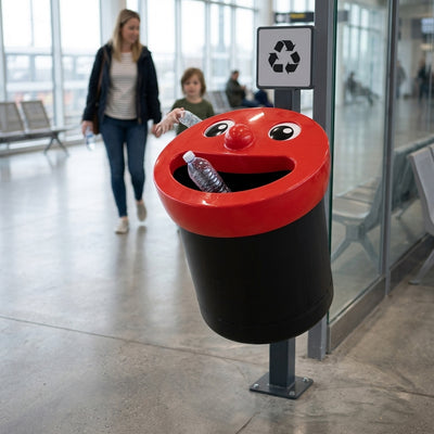 52 Litre smiley face recycling bin, polyethylene