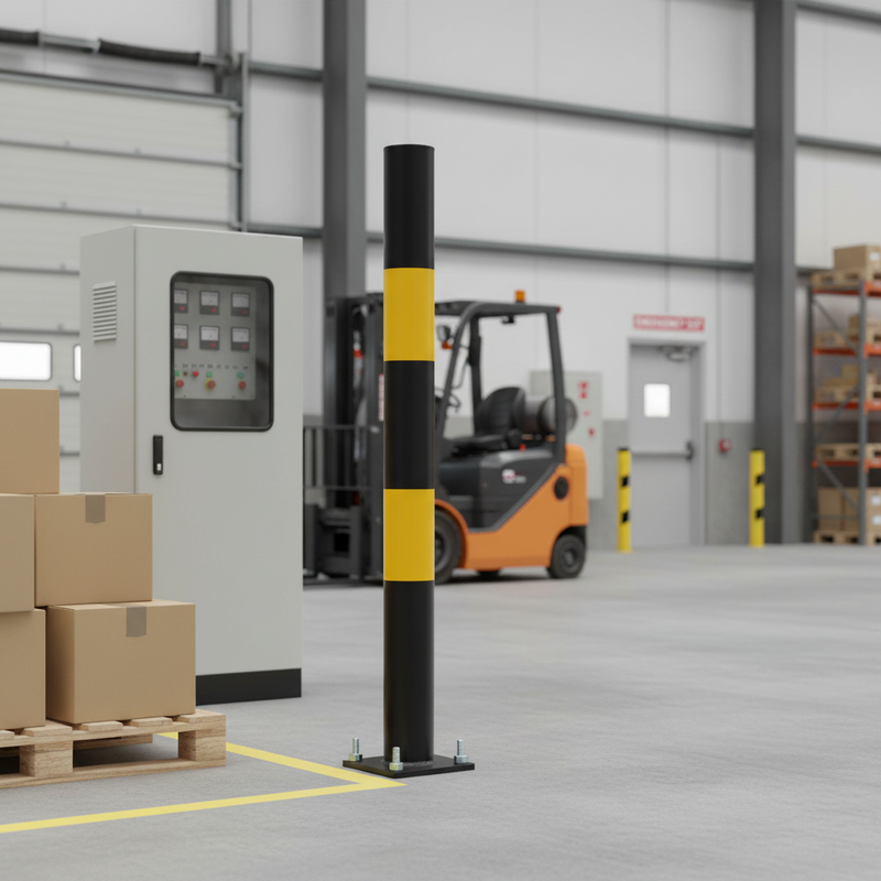 Dark Gray Premium High Visibility Crash Protection Bollard - 900mm Above Ground