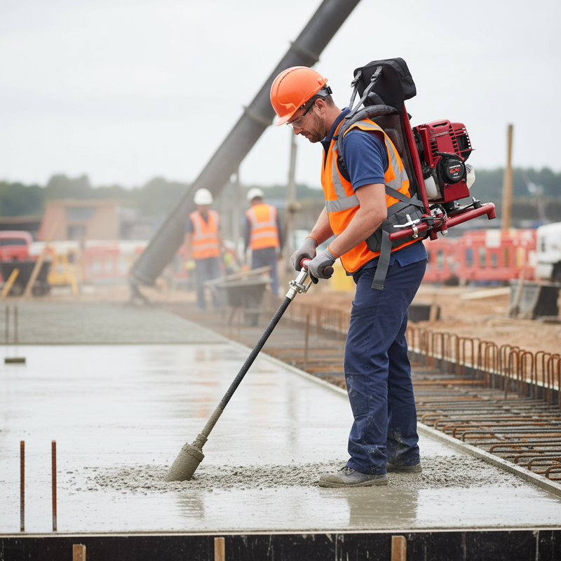 Light Gray Premium Backpack Mounted Petrol Poker Drive Unit for Concrete