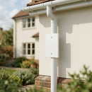 Aluminium Downpipe Access Plate 72x72mm — RAL 9016 (in use)