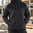 Dark Grey/Black Hooded Fleece Jacket with Reinforced Panels (view 2)