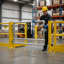 Slate Gray Premium Self-Closing Safety Gate with Adjustable Height for Secure Access Control and Quick Assembly