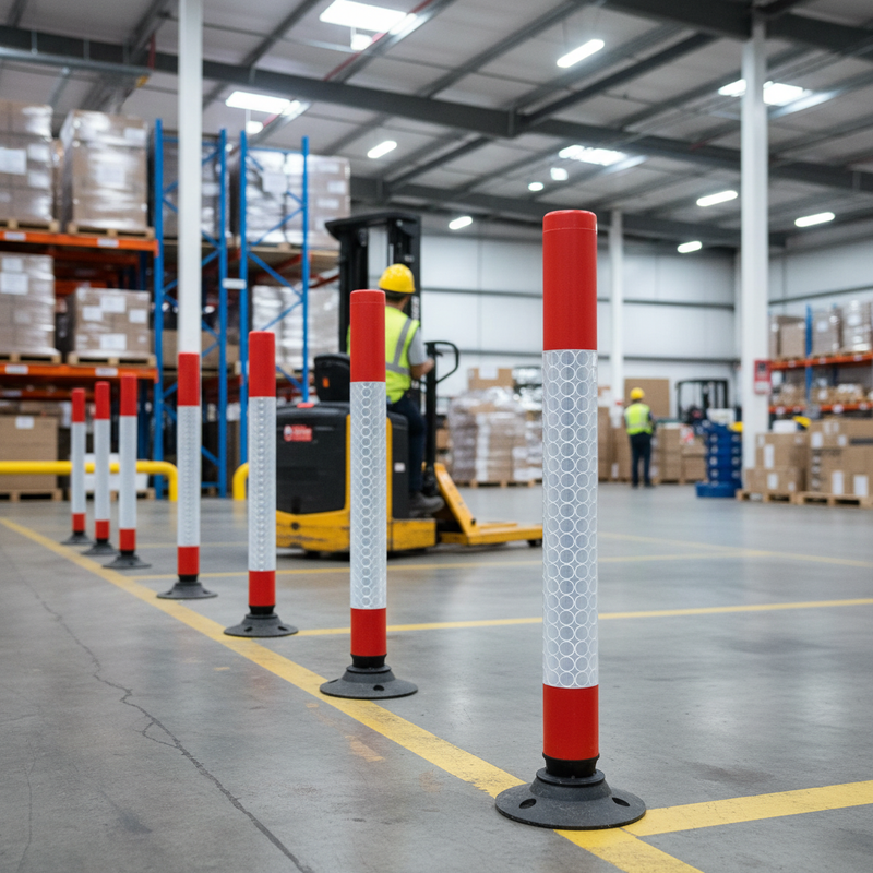 Dark Gray Professional Cylinder Delineator Post - High Visibility & Durable