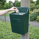 Post mountable open top litter bin, glass fibre composite