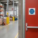 Rosy Brown Premium Automatic Fire Door Keep Clear Sign - Safety Compliance