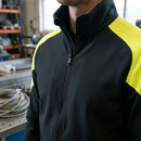 Hi-Vis Stretch Work Jacket with Reflective Panels - Black/Neon Yellow