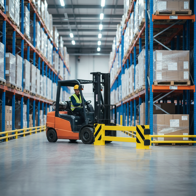 Heavy Duty Steel Racking End Protector with Adjustable Fit and Rollers