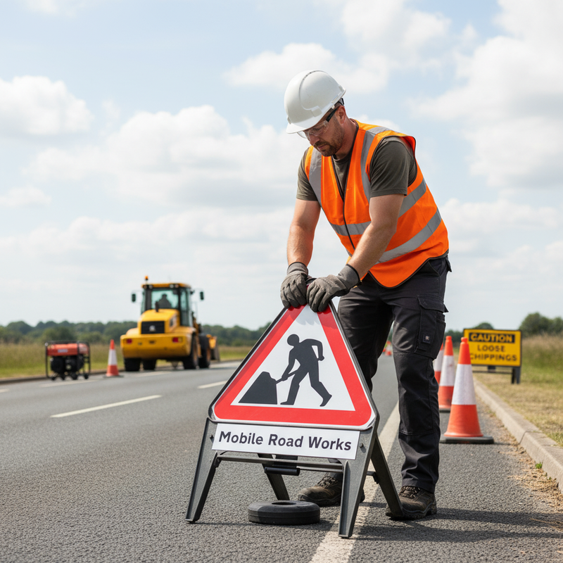 Light Gray Heavy Duty Mobile Road Works Supplementary Plate 750mm Q-Sign