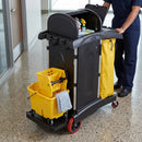 High-security cleaning cart with locking compartments 128L
