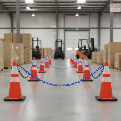 Premium Plastic Cone Chain 2.5m - High Visibility Blue