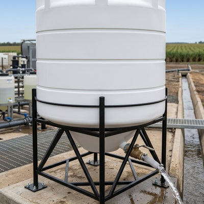 10000 Litre 30° Cone Tank, UV Polyethylene, 2" Drainage