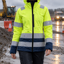 Women's Waterproof High-Visibility Shell Coat Yellow/Navy