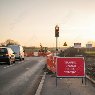 Heavy Duty Traffic Under Signal Control Metal Sign Face - 1050mm x 750mm
