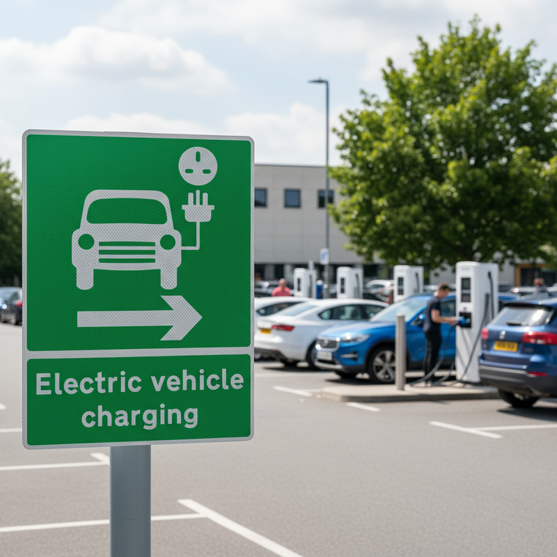 Gray Premium EV Recharging Arrow Right Sign Face - Weather Resistant