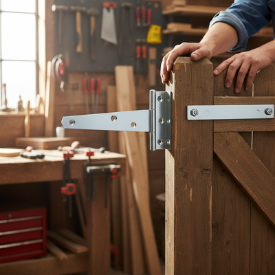 Professional Heavy Duty 100mm Tee Hinges for Secure Door and Gate Installation with Zinc-Plated Finish and Screws