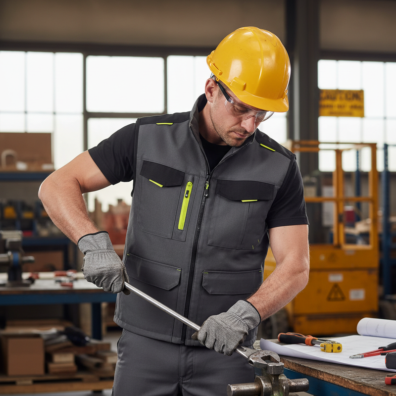 Dark Slate Gray Professional Two-tone Workwear Gilet - Comfortable and Durable