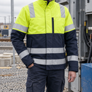 Fire Retardant High Visibility Work Jacket - Class 1 - Navy/Yellow