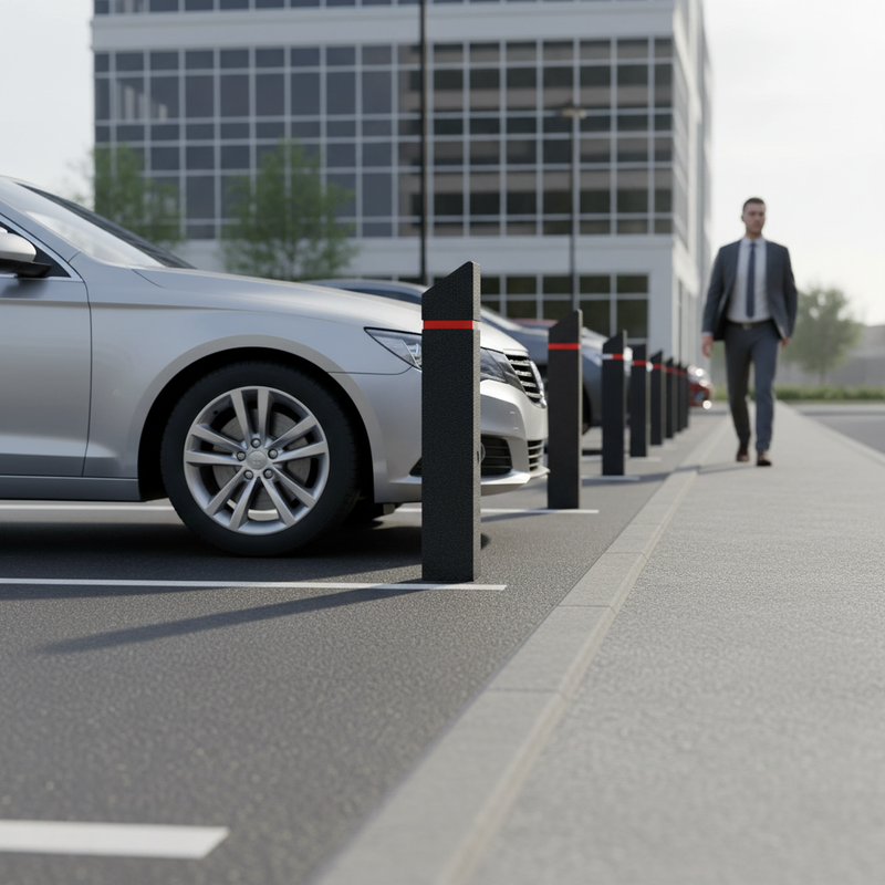 Light Slate Gray Premium Recycled Rubber Bollard with Pyramid or Sloped Head Styles