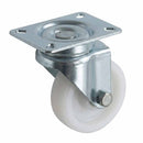 Pressed Steel Swivel Castors With White Nylon Wheel - 50mm & 75mm