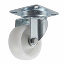 Pressed Steel Swivel Castors With White Nylon Wheel - 50mm & 75mm