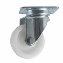 Pressed Steel Swivel Castors With White Nylon Wheel - 50mm & 75mm