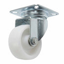 Pressed Steel Swivel Castors With White Nylon Wheel - 50mm & 75mm