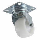 Pressed Steel Swivel Castors With White Nylon Wheel - 50mm & 75mm