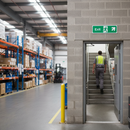 Slate Gray Premium Exit Up Right Arrow Fire Safety Sign for Emergency Evacuations